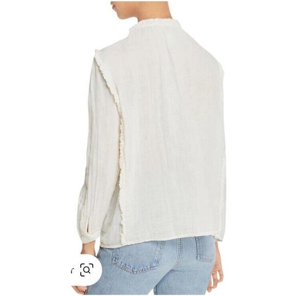 Sundays Summerton Peasant Top Blouse Size 10 Ivory Gauze Tassel V Neck Ruffle - Picture 8 of 16